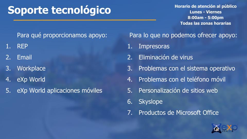 Soporte técnico: Cómo podemos ayudar/Horario de atención/Cómo contactarnos  (Tech Support: How We Can Help/Office Hours/How to Contact US ) Mexico